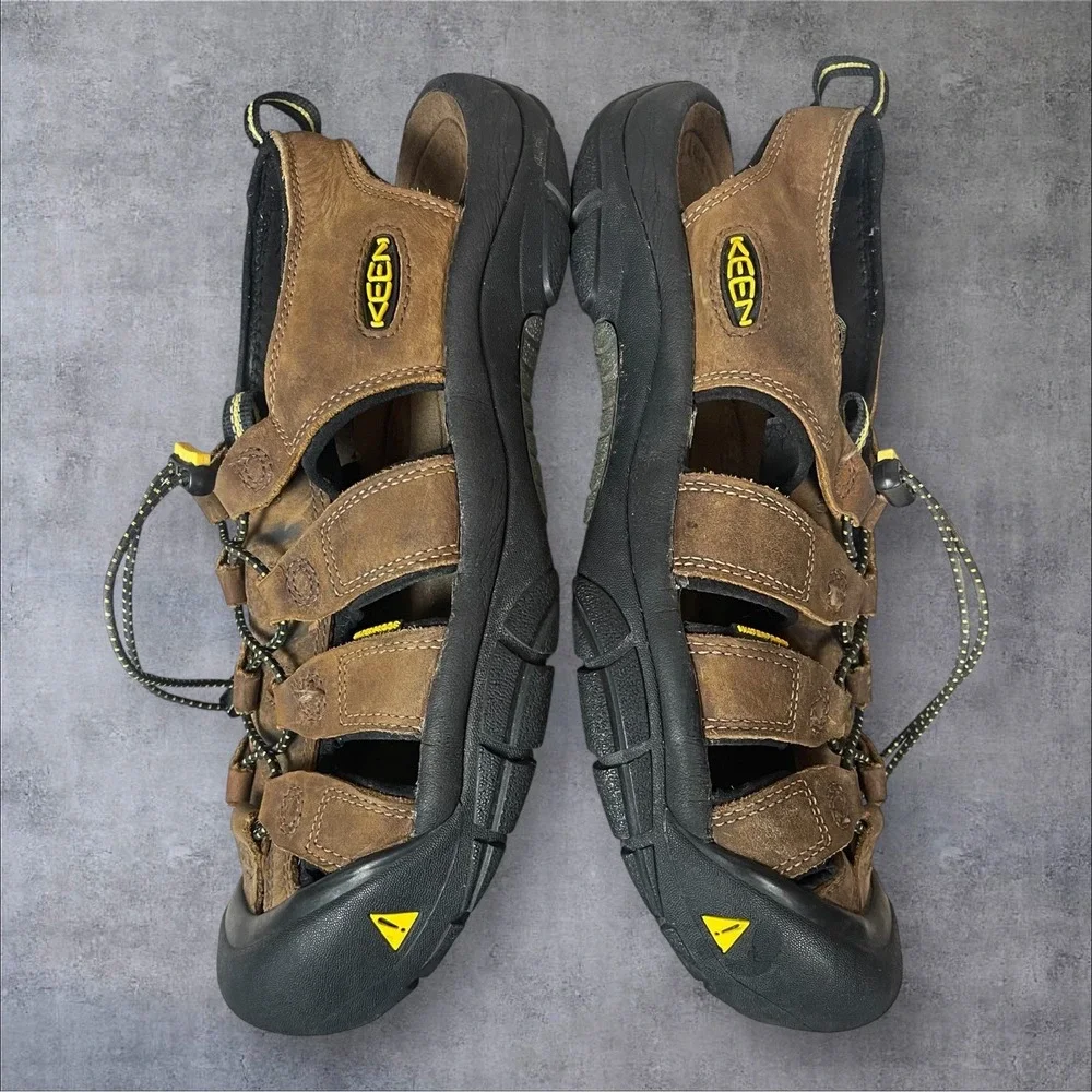 KEEN Newport Closed Toe Bison Brown Leather Sandals Shoes  Mens 12 Waterproof